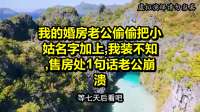 我的婚房老公偷偷把小姑名字加上，我装不知，售房处1句话老公崩溃