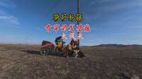 一人一狗骑行新疆，风太大推车前行，傍晚露营戈壁无人区