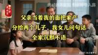 父亲当着我的面把家产分给两个儿子，我女儿问句话，全家沉默不语