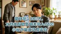 我年收入360万，丈夫向婆家说我月收入6500，小姑子购房发消息来